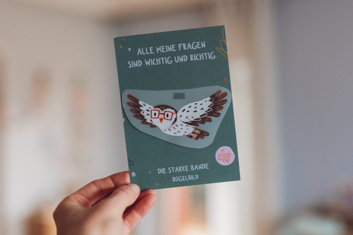 Bügelbild mit Affirmation - Eule - die starke Bande
