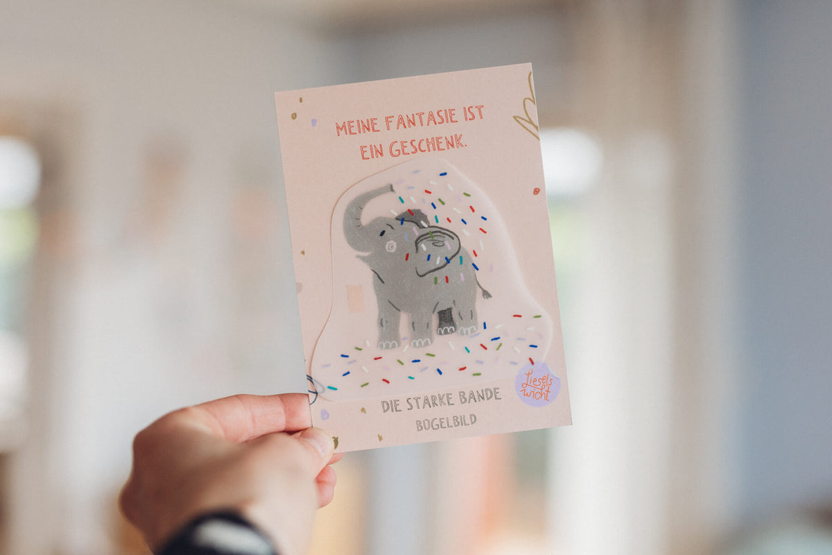 Bügelbild mit Affirmation - Elefant - die starke Bande