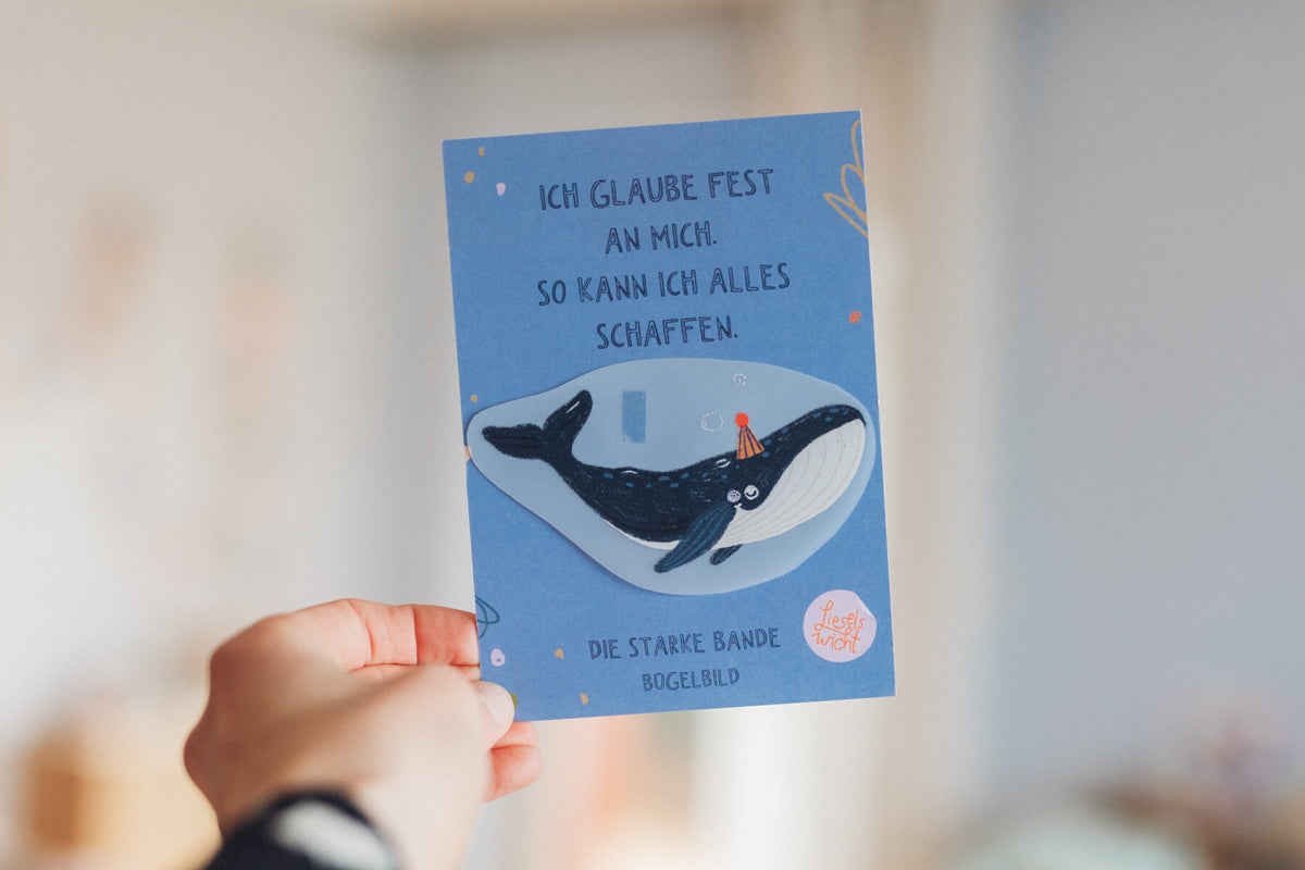 Bügelbild mit Affirmation - Wal - die starke Bande