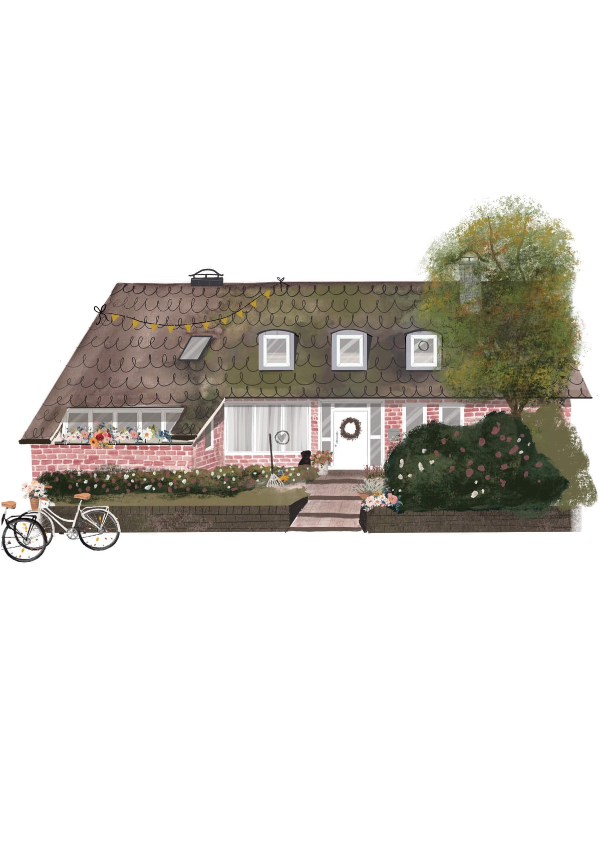 Hausillustration - Wimmelbild