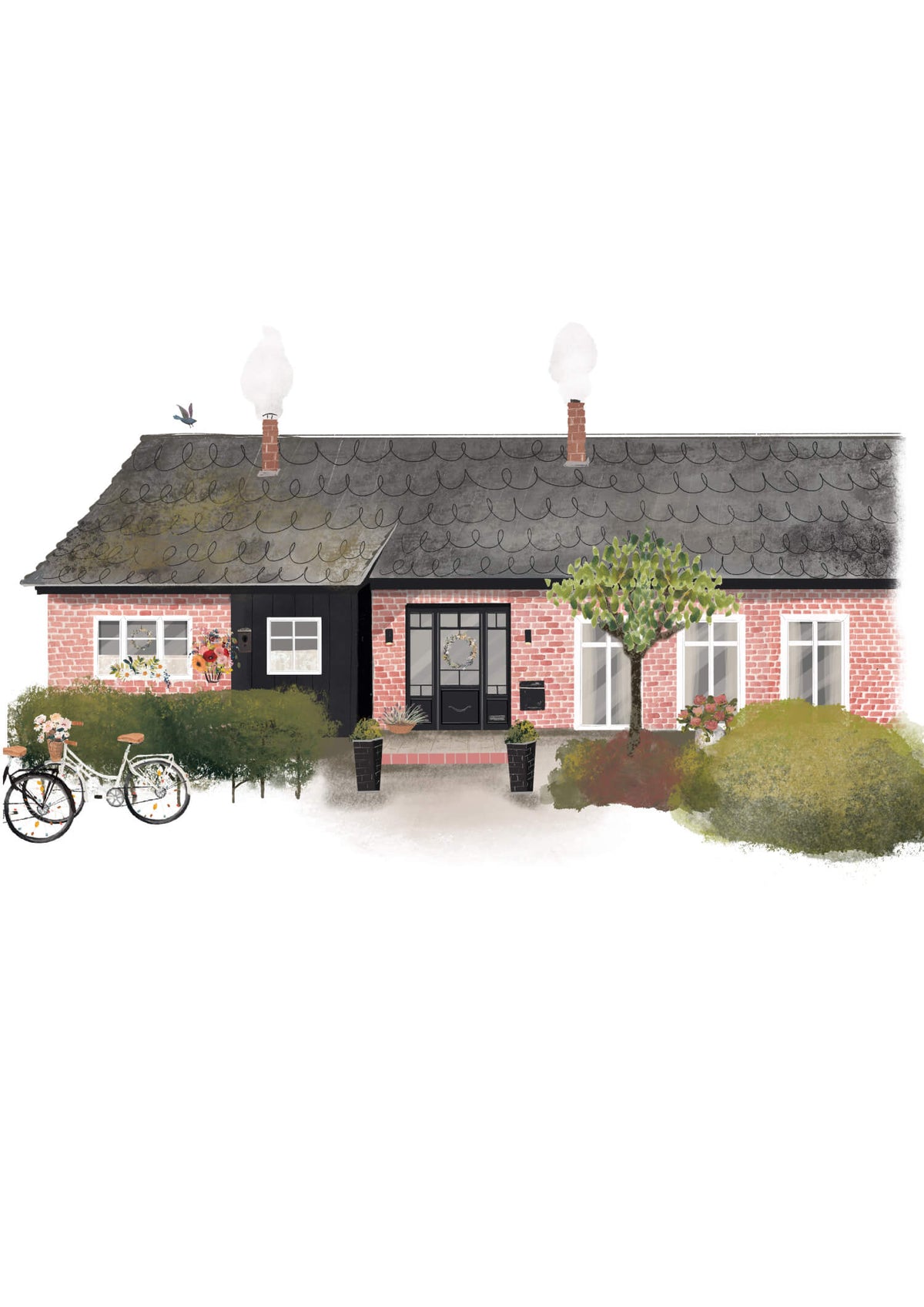 Hausillustration - Wimmelbild