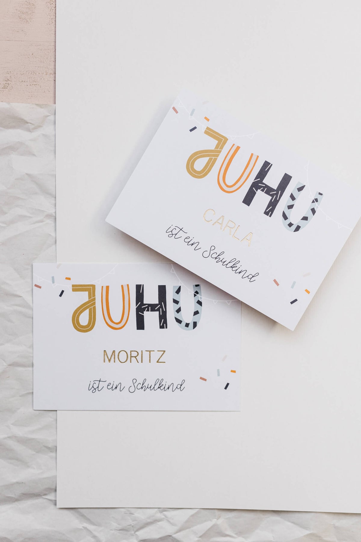 Prägekarte - Juhu Schulkind - personalisiert