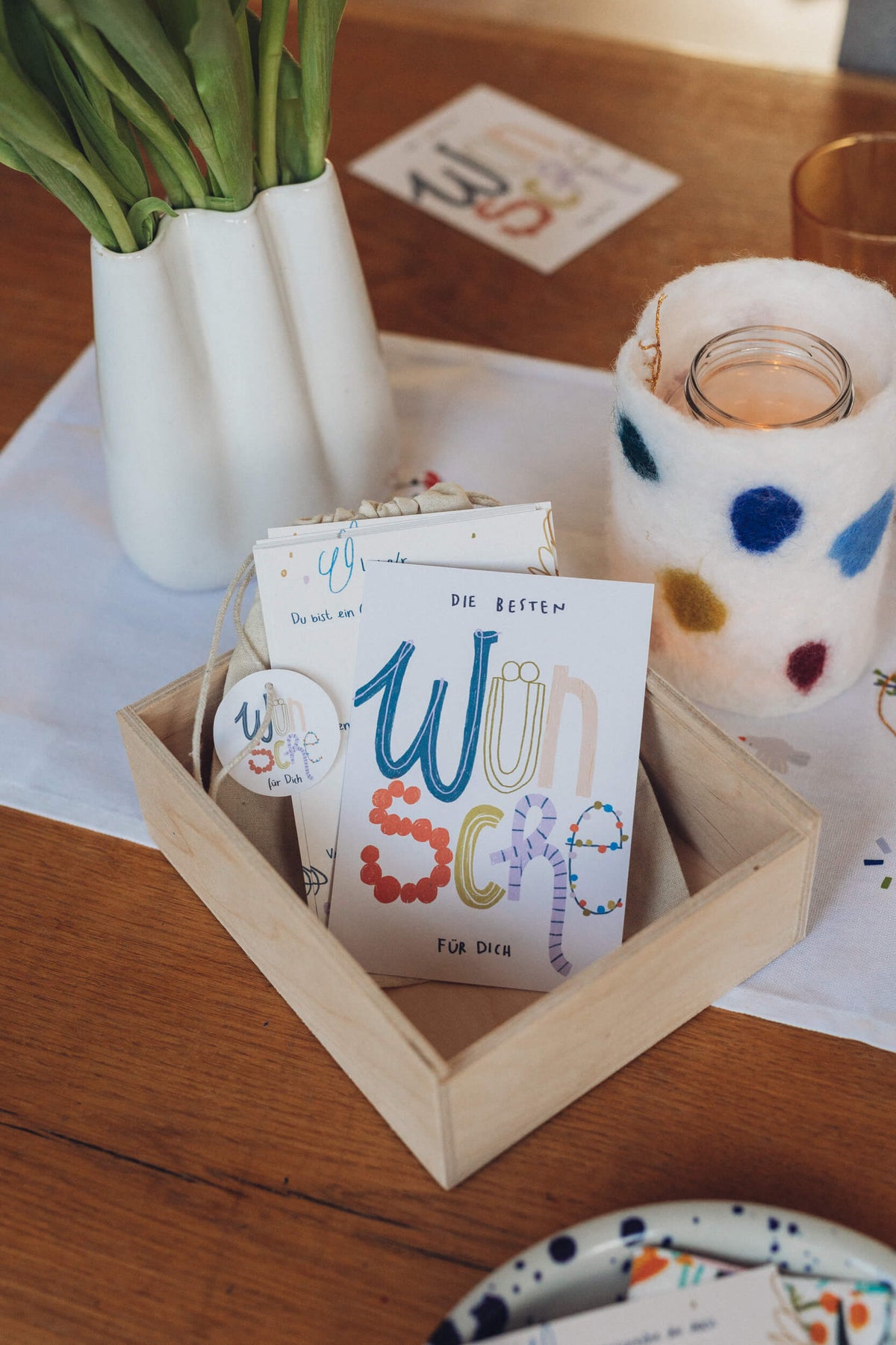 Holzkästchen - Wünschebox für Kinder - mit Karten zum Ausfüllen