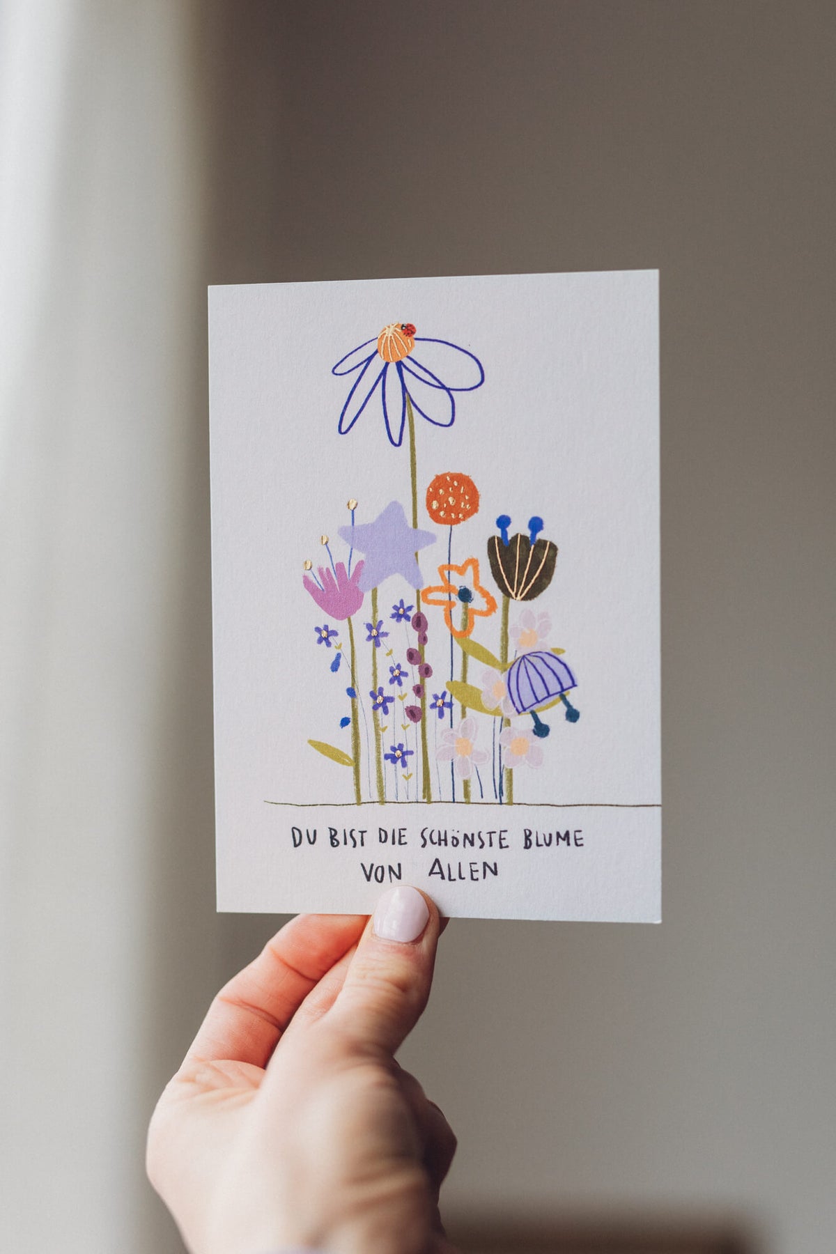 Karte - Schönste Blume - mit Goldveredelung