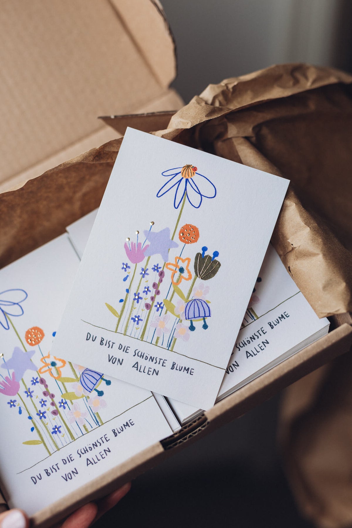 Karte - Schönste Blume - mit Goldveredelung