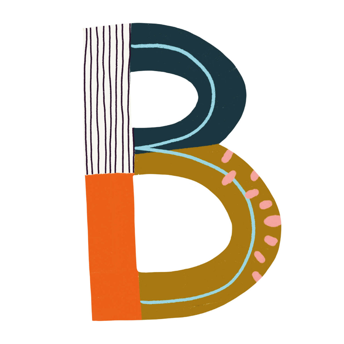 Bügelbuchstabe B – Color & Pattern – Design B1