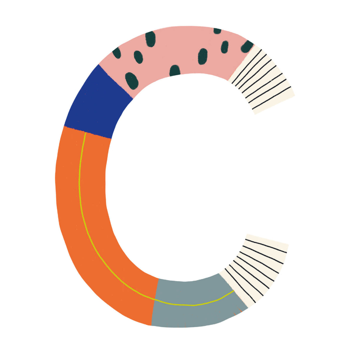 Bügelbuchstabe C – Color & Pattern – Design C2