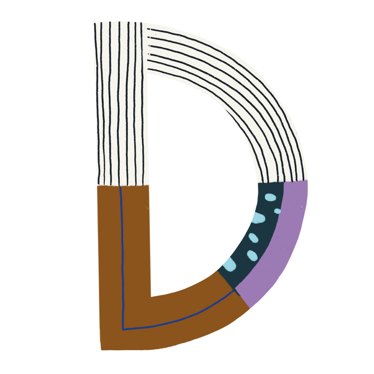 Bügelbuchstabe D – Color & Pattern – Design D1