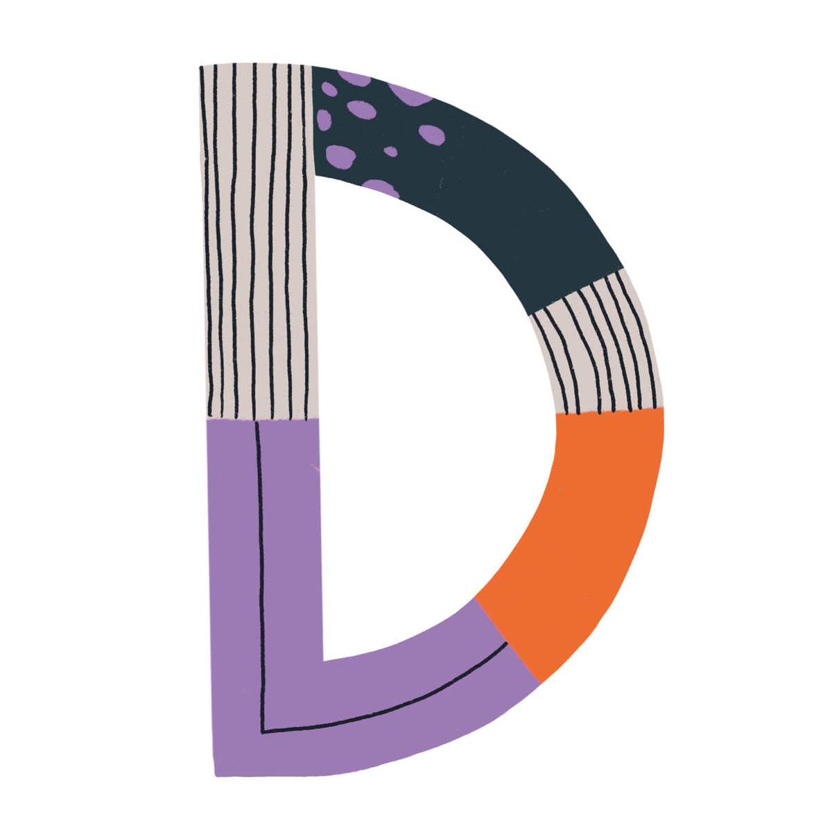Bügelbuchstabe D – Color & Pattern – Design D2