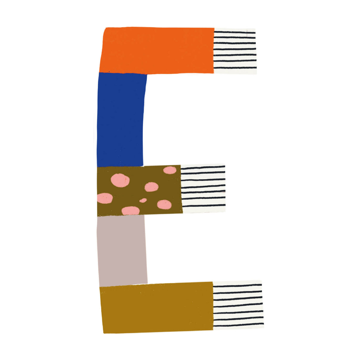 Bügelbuchstabe E – Color & Pattern – Design E2