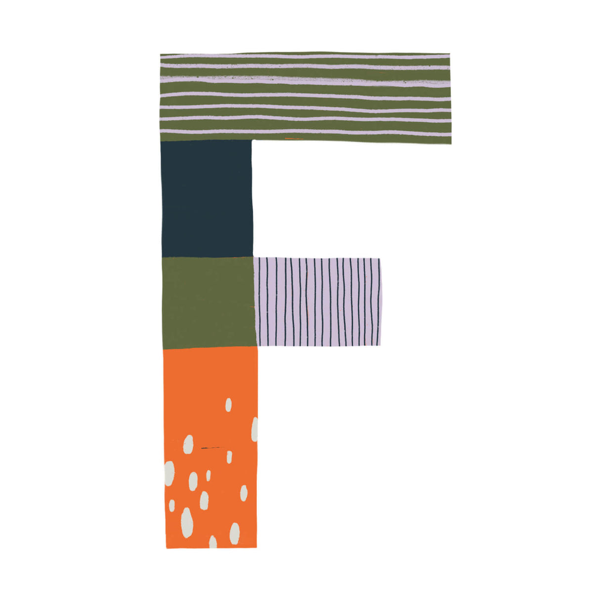 Bügelbuchstabe F – Color & Pattern – Design F1