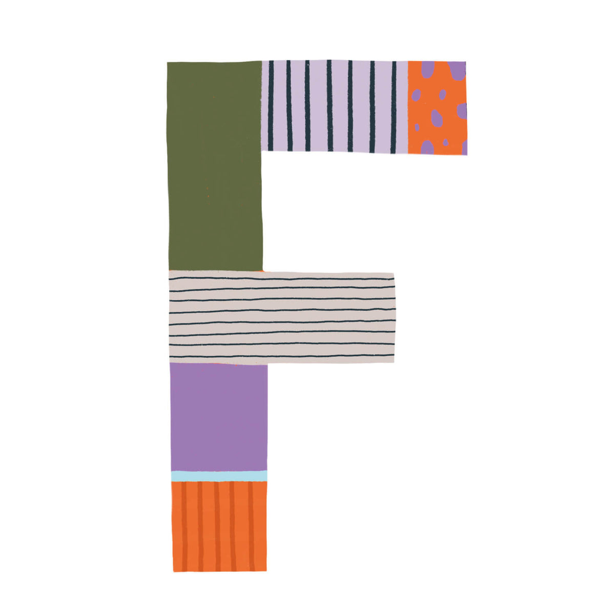 Bügelbuchstabe F – Color & Pattern – Design F2