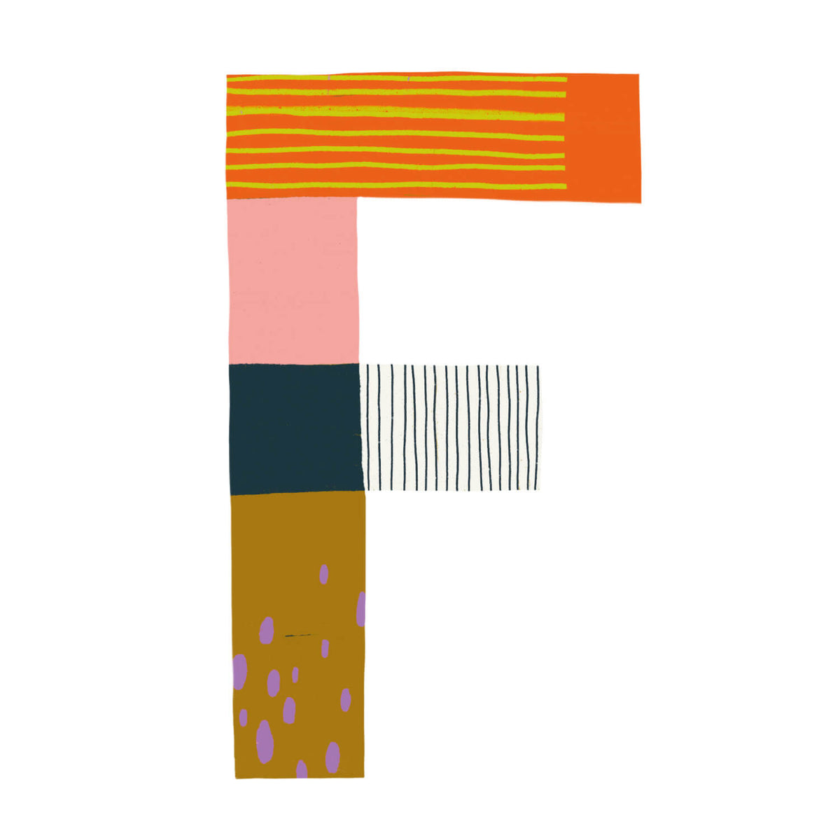 Bügelbuchstabe F – Color & Pattern – Design F3