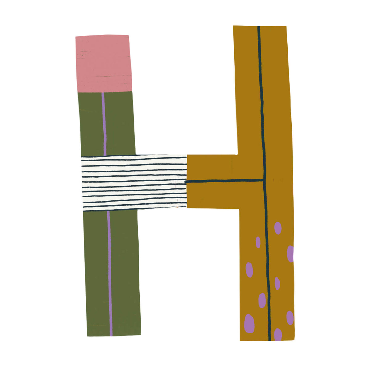 Bügelbuchstabe H – Color & Pattern – Design H1