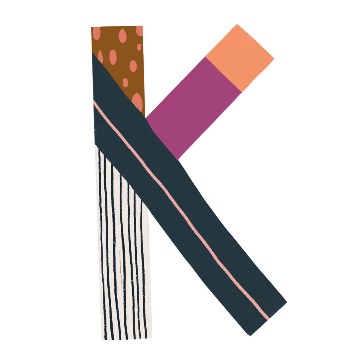 Bügelbuchstabe K – Color & Pattern – Design K1