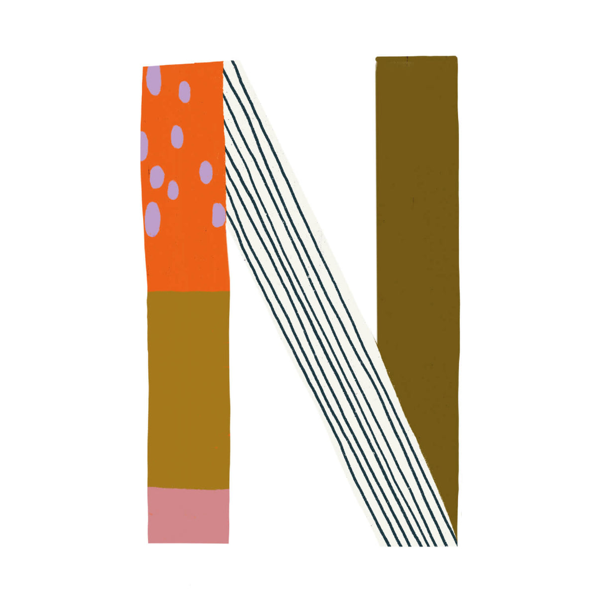 Bügelbuchstabe N – Color & Pattern – Design N3