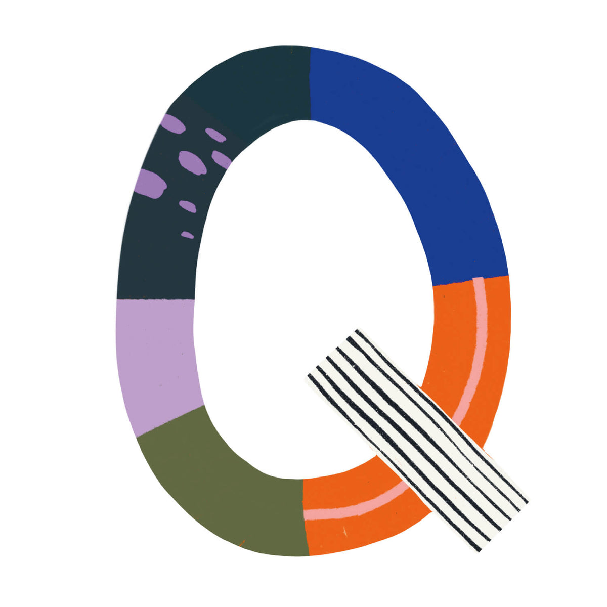 Bügelbuchstabe Q – Color & Pattern – Design Q1