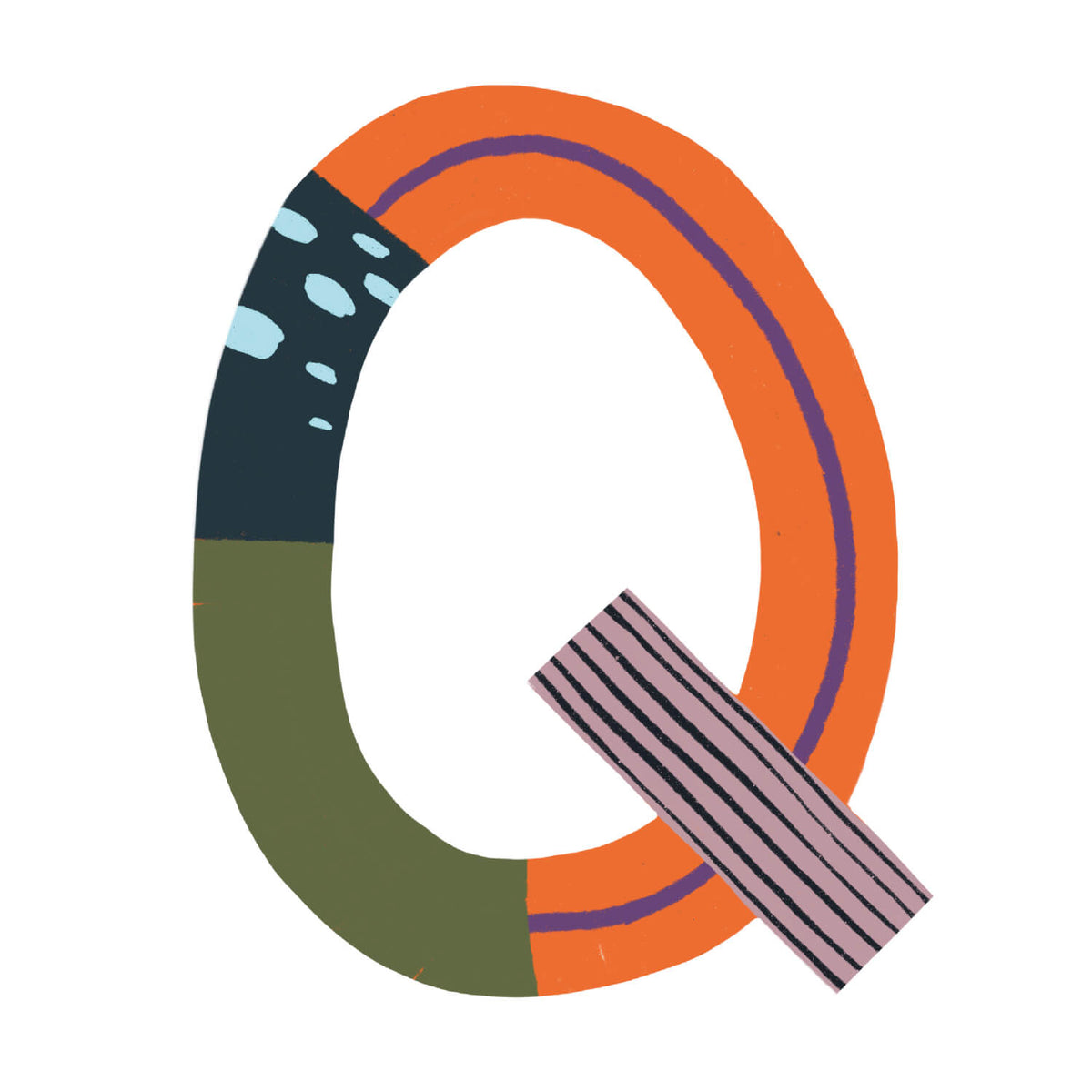 Bügelbuchstabe Q – Color & Pattern – Design Q2