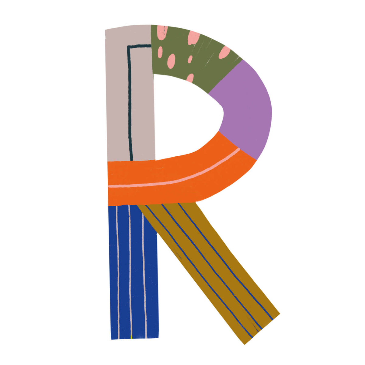 Bügelbuchstabe R – Color & Pattern – Design R3