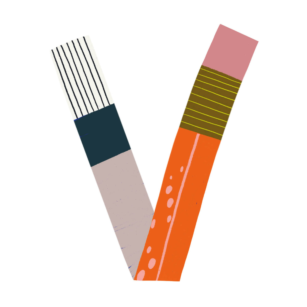 Bügelbuchstabe V – Color & Pattern – Design V2