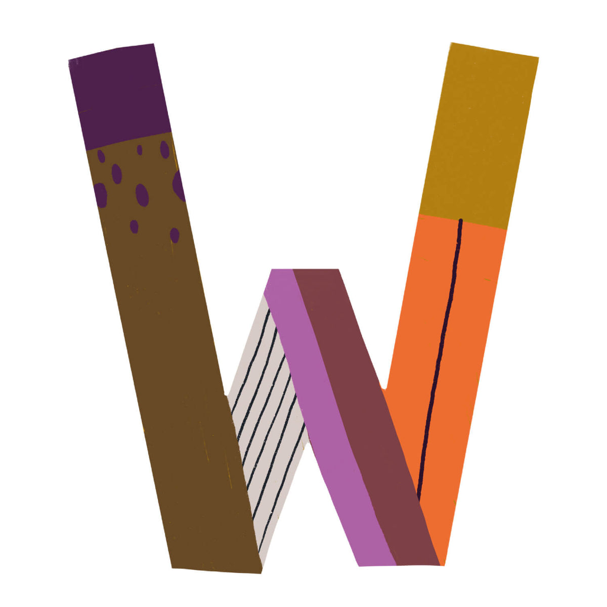 Bügelbuchstabe W – Color & Pattern – Design W2