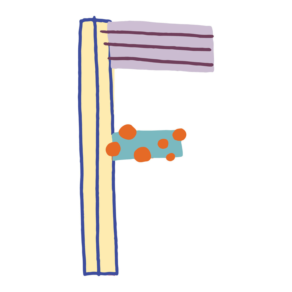 Bügelbuchstabe F – Konfetti – Design F1