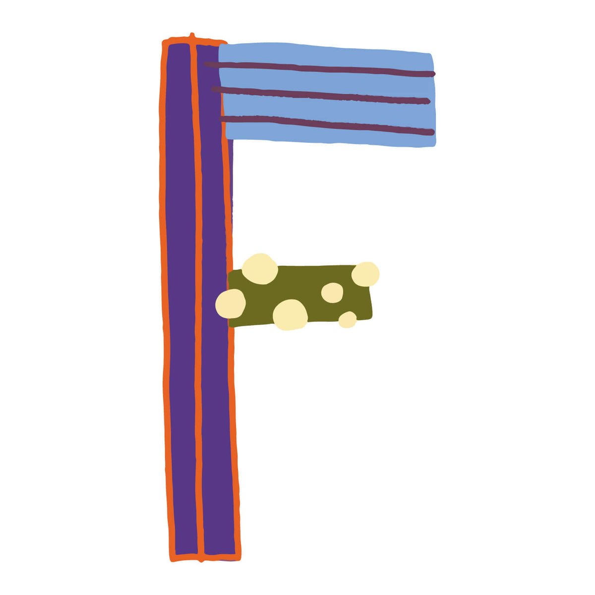 Bügelbuchstabe F – Konfetti – Design F2
