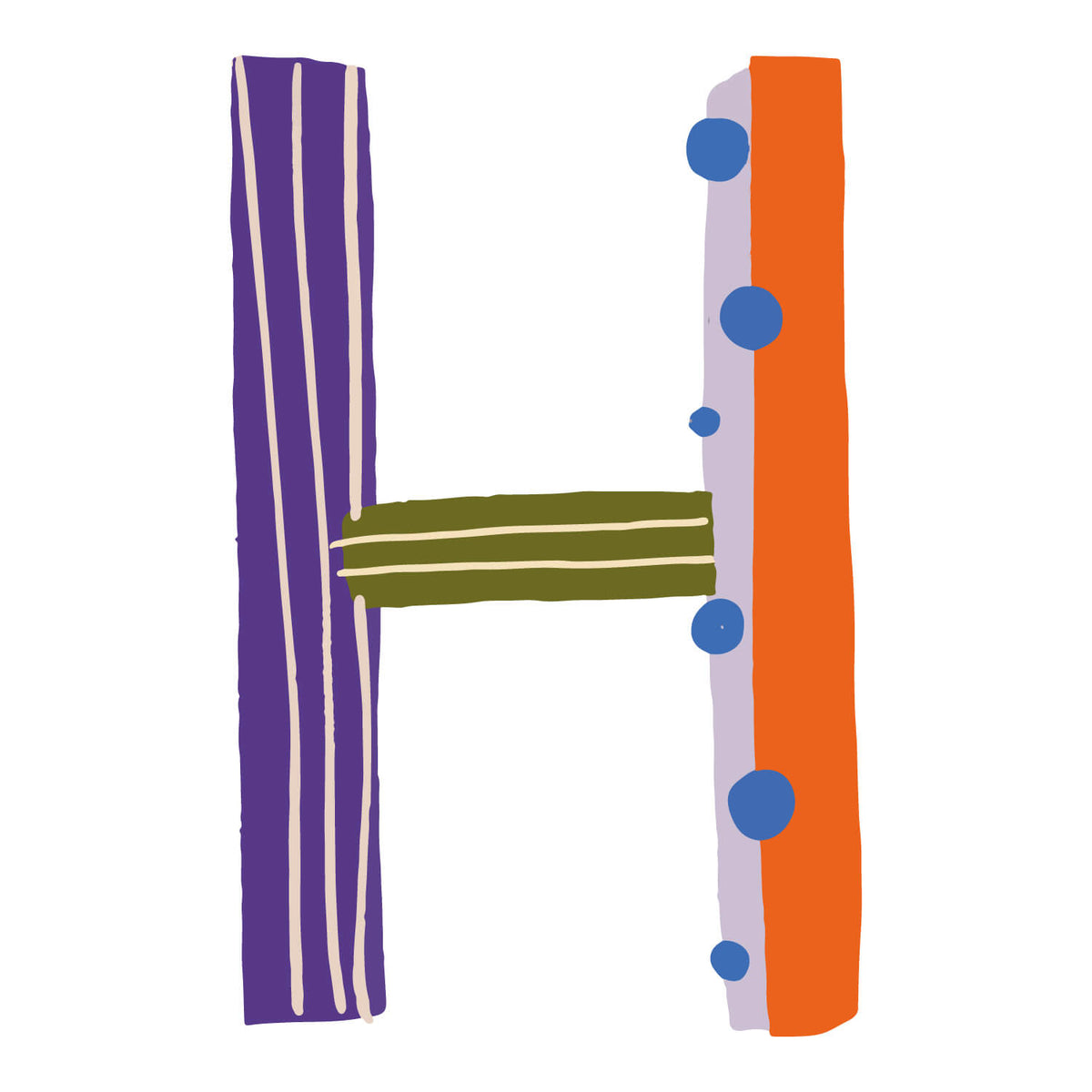 Bügelbuchstabe H – Konfetti – Design H1
