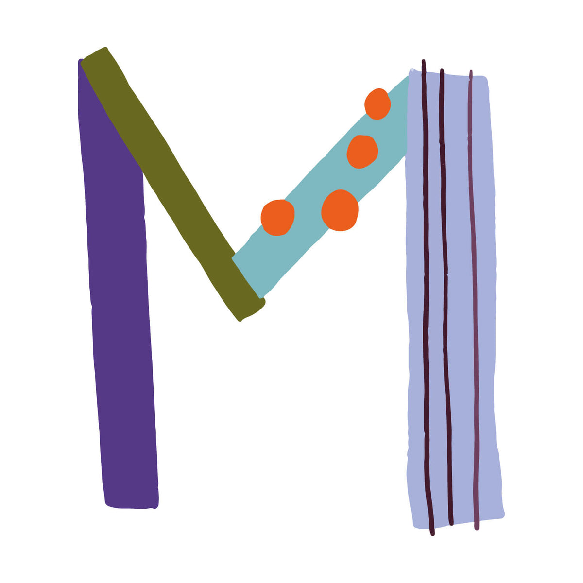 Bügelbuchstabe M – Konfetti – Design M1
