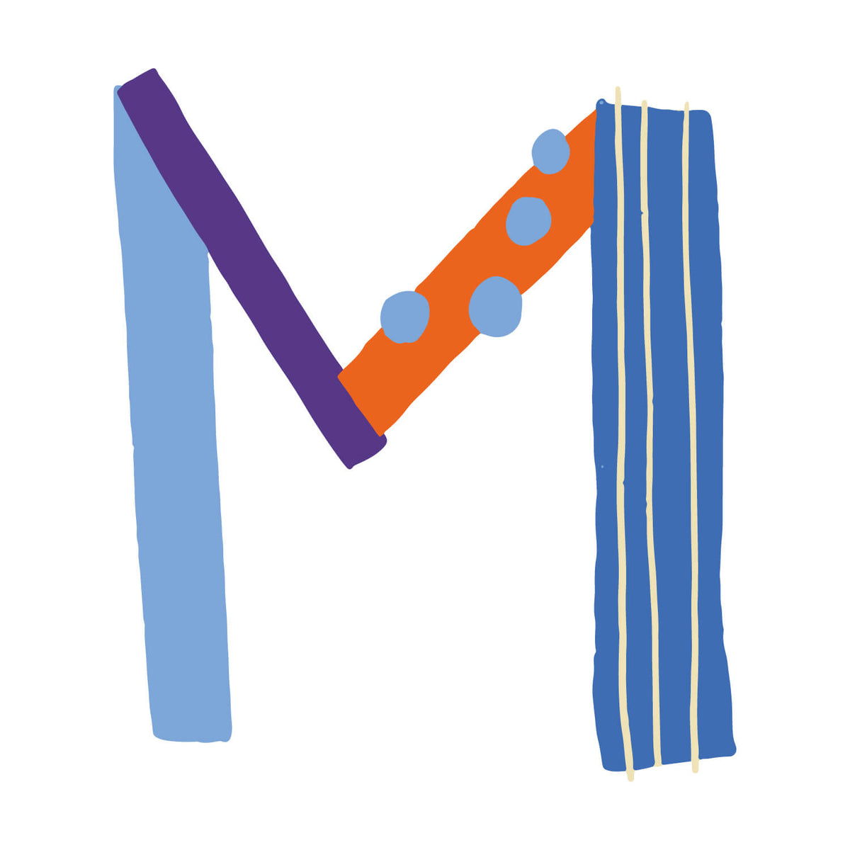 Bügelbuchstabe M – Konfetti – Design M2