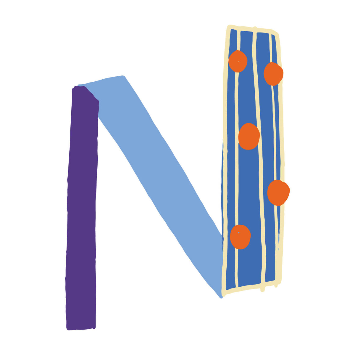 Bügelbuchstabe N – Konfetti – Design N2