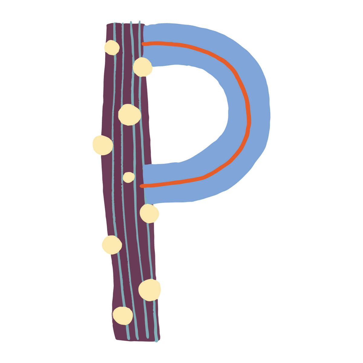 Bügelbuchstabe P – Konfetti – Design P2