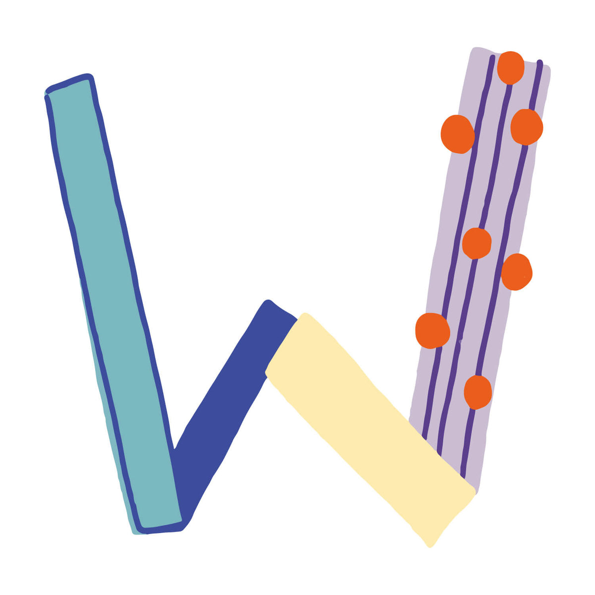 Bügelbuchstabe W – Konfetti – Design W