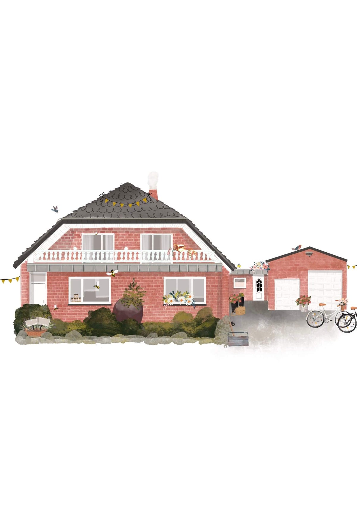 Hausillustration - Wimmelbild