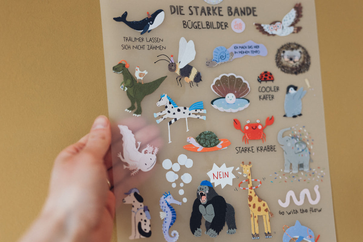 Bügelbilder für Kinder – farbenfrohe Tiermotive zum Aufbügeln | A4-Bogen