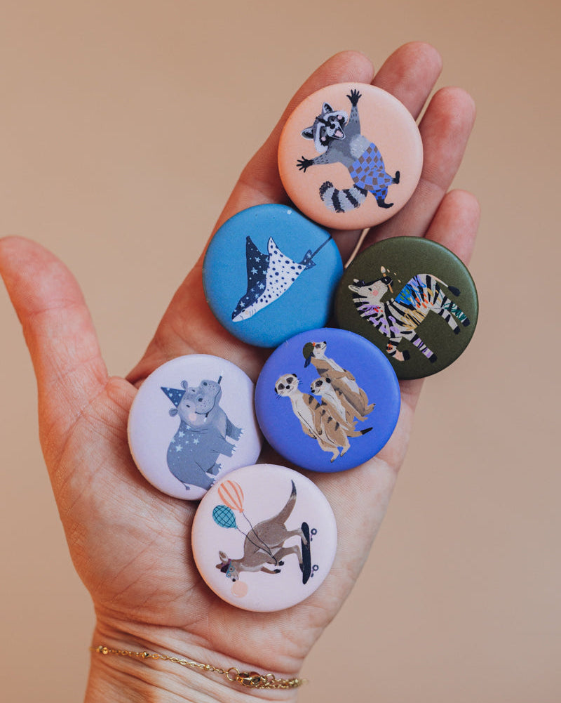 Button mit Affirmation - Nilpferd - die starke Bande