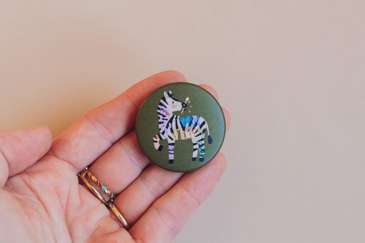 Button mit Affirmation - Zebra - die starke Bande