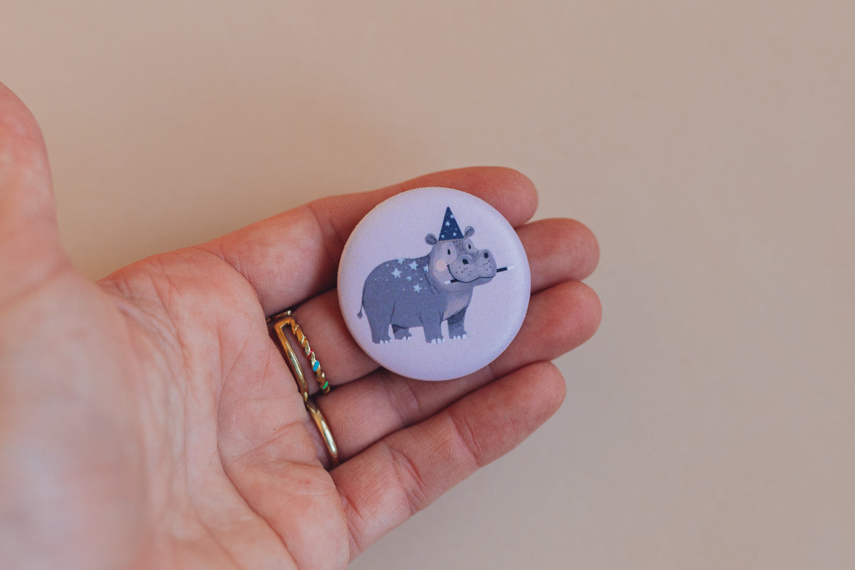 Button mit Affirmation - Nilpferd - die starke Bande