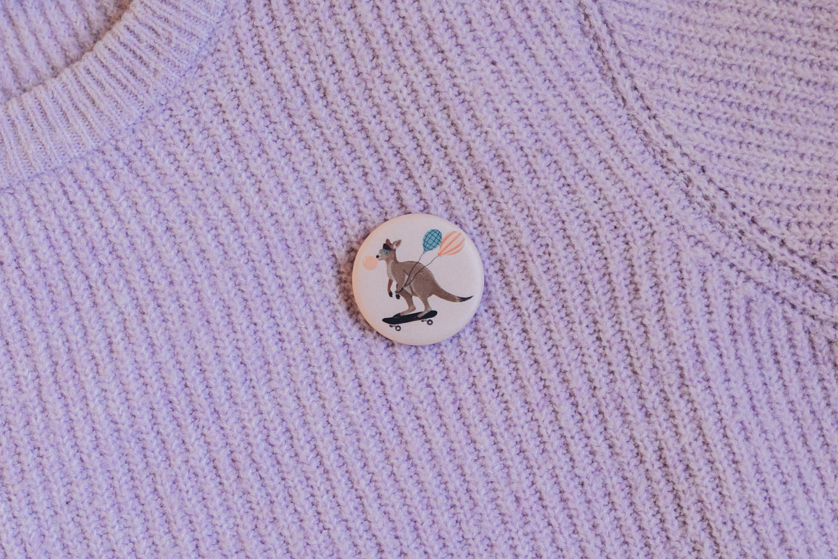 Button mit Affirmation - Känguru - die starke Bande