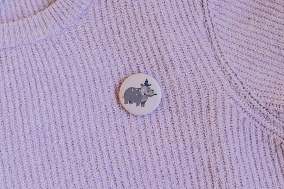 Button mit Affirmation - Nilpferd - die starke Bande