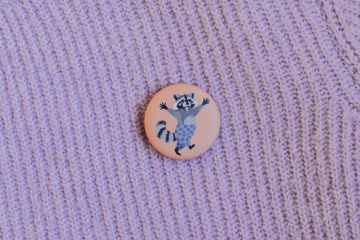 Button mit Affirmation - Waschbär - die starke Bande