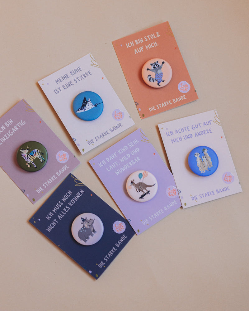 Button mit Affirmation - Zebra - die starke Bande