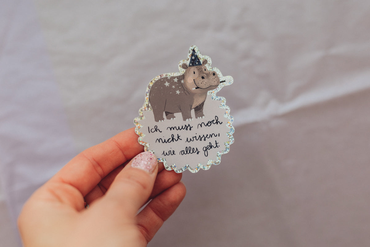 Glitzersticker - Nilpferd - Ich darf lernen wie es geht