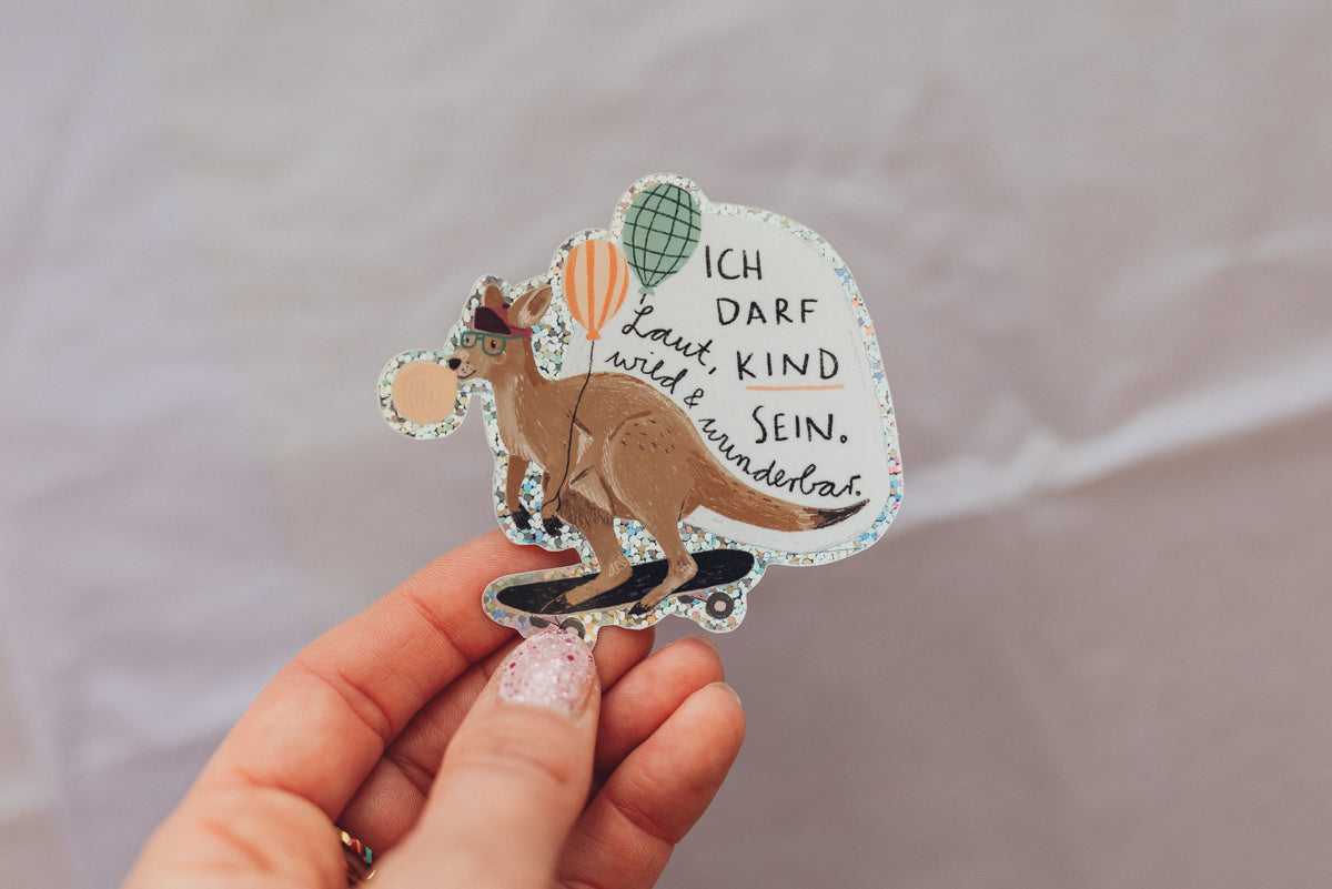Glitzersticker - Känguru - Kind sein