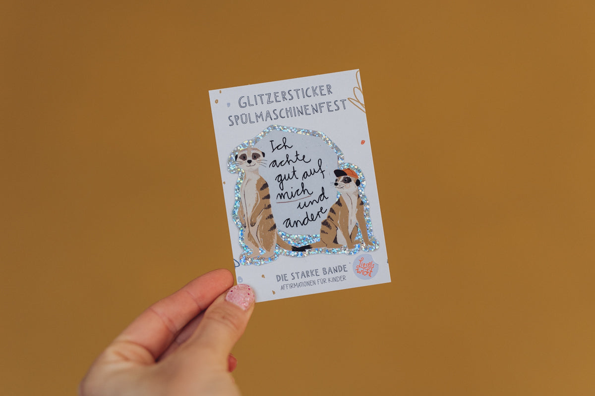 Glitzersticker - Erdmännchen - Ich achte gut auf mich und andere