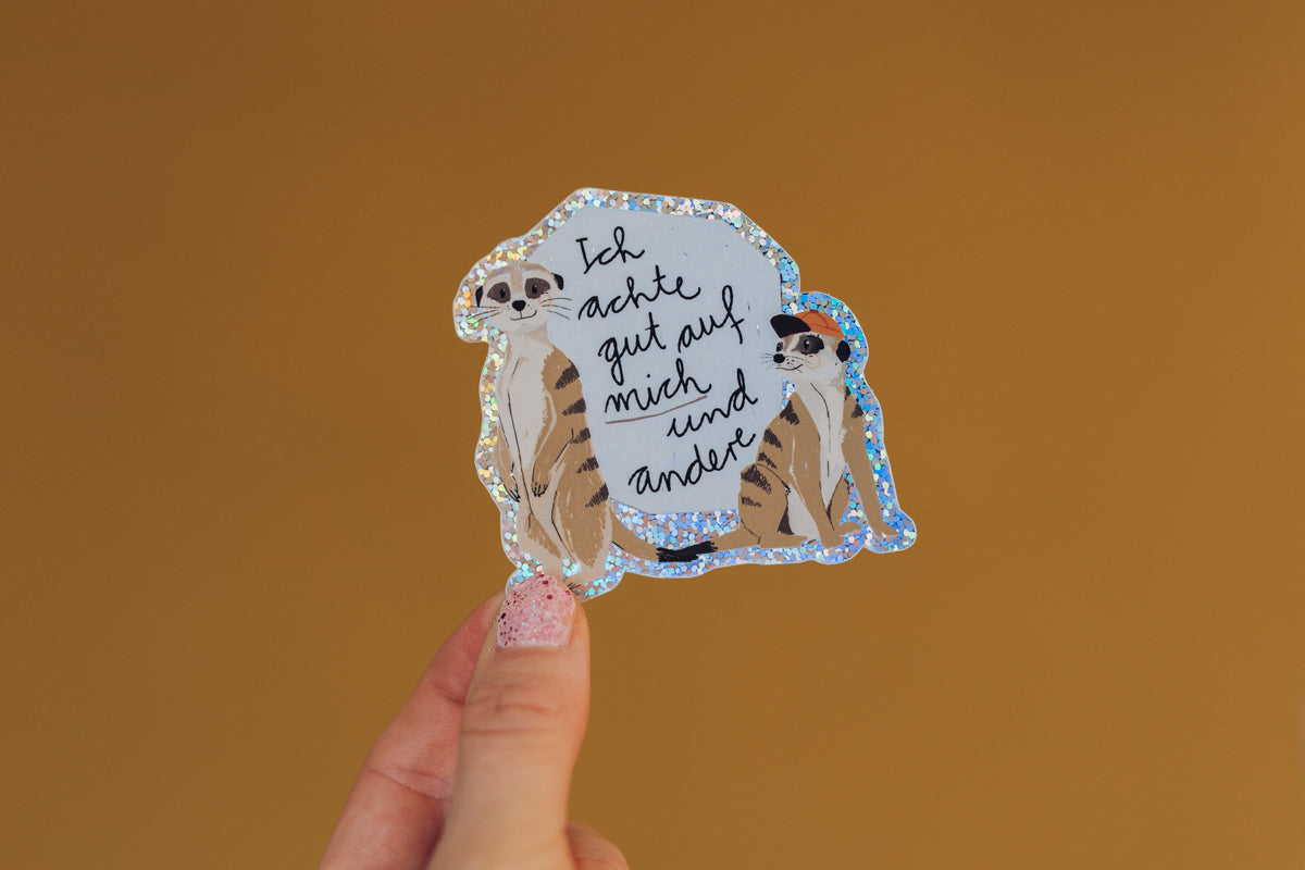 Glitzersticker - Erdmännchen - Ich achte gut auf mich und andere
