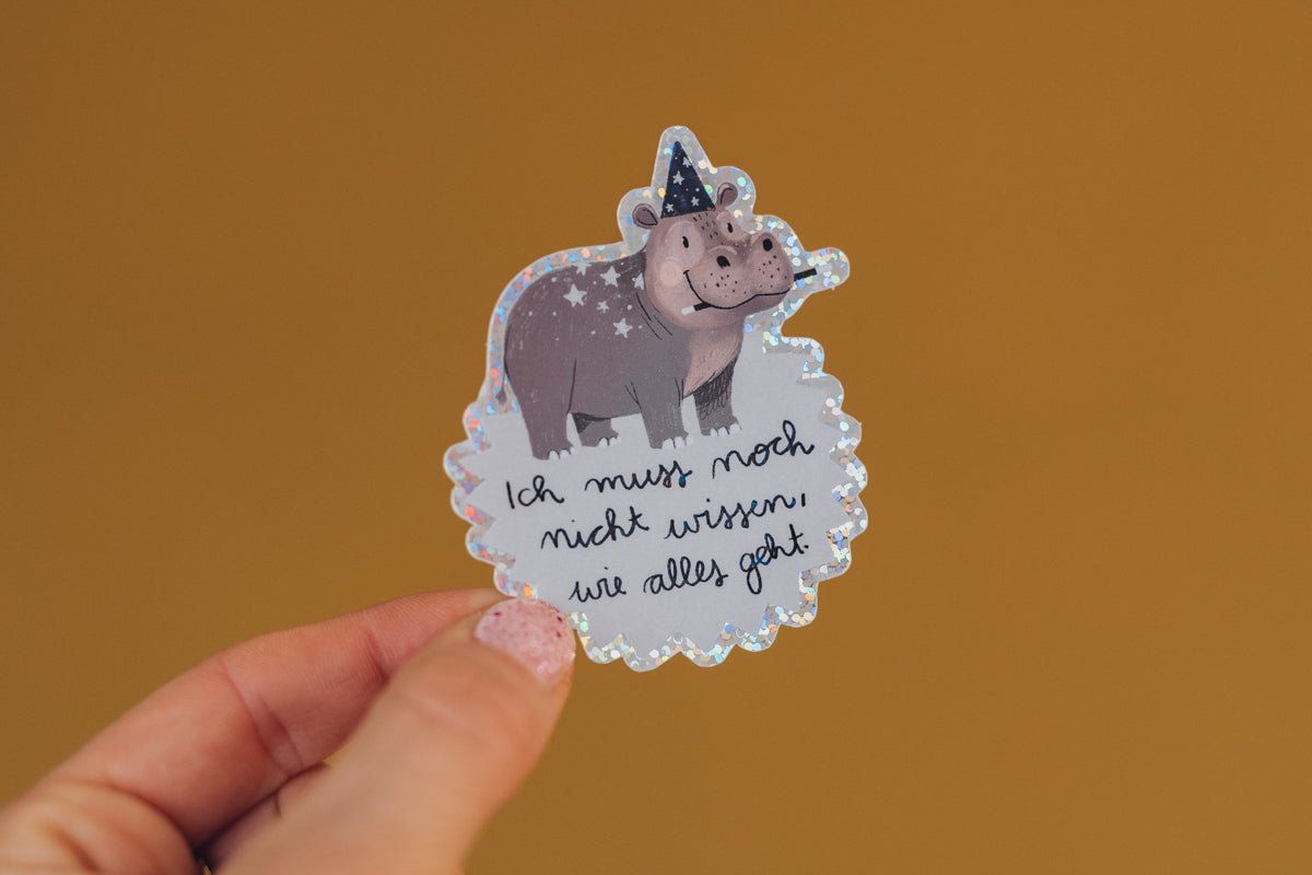 Glitzersticker - Nilpferd - Ich darf lernen wie es geht