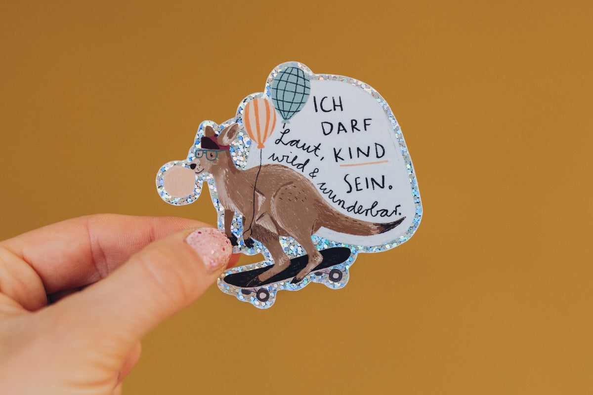 Glitzersticker - Känguru - Kind sein