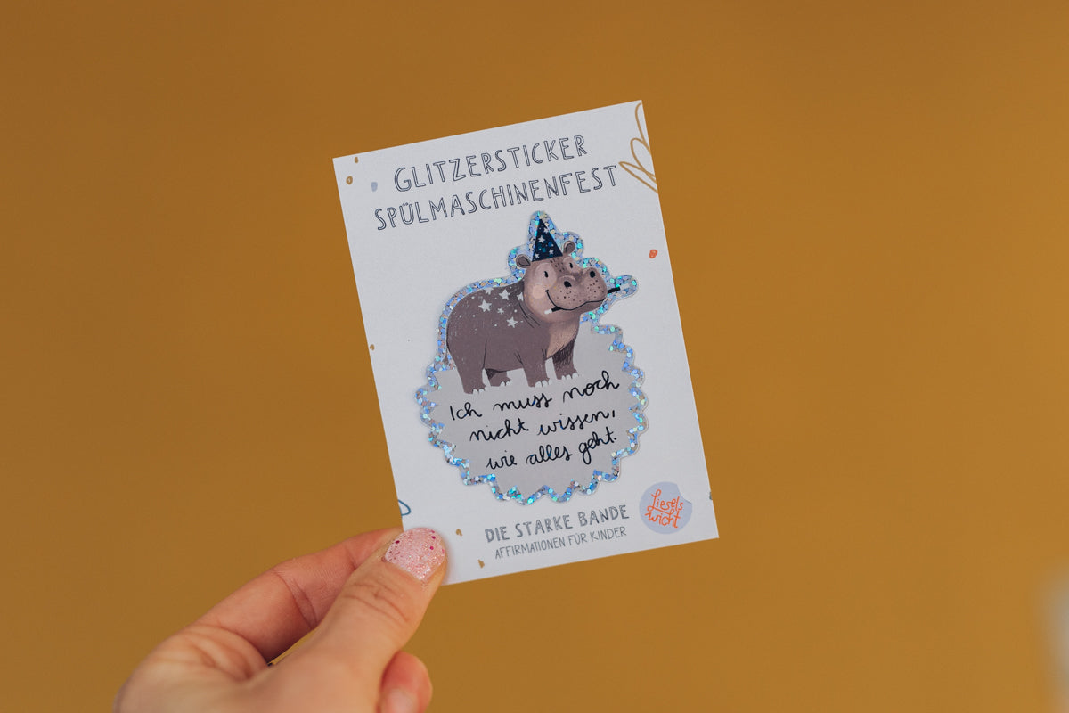 Glitzersticker - Nilpferd - Ich darf lernen wie es geht