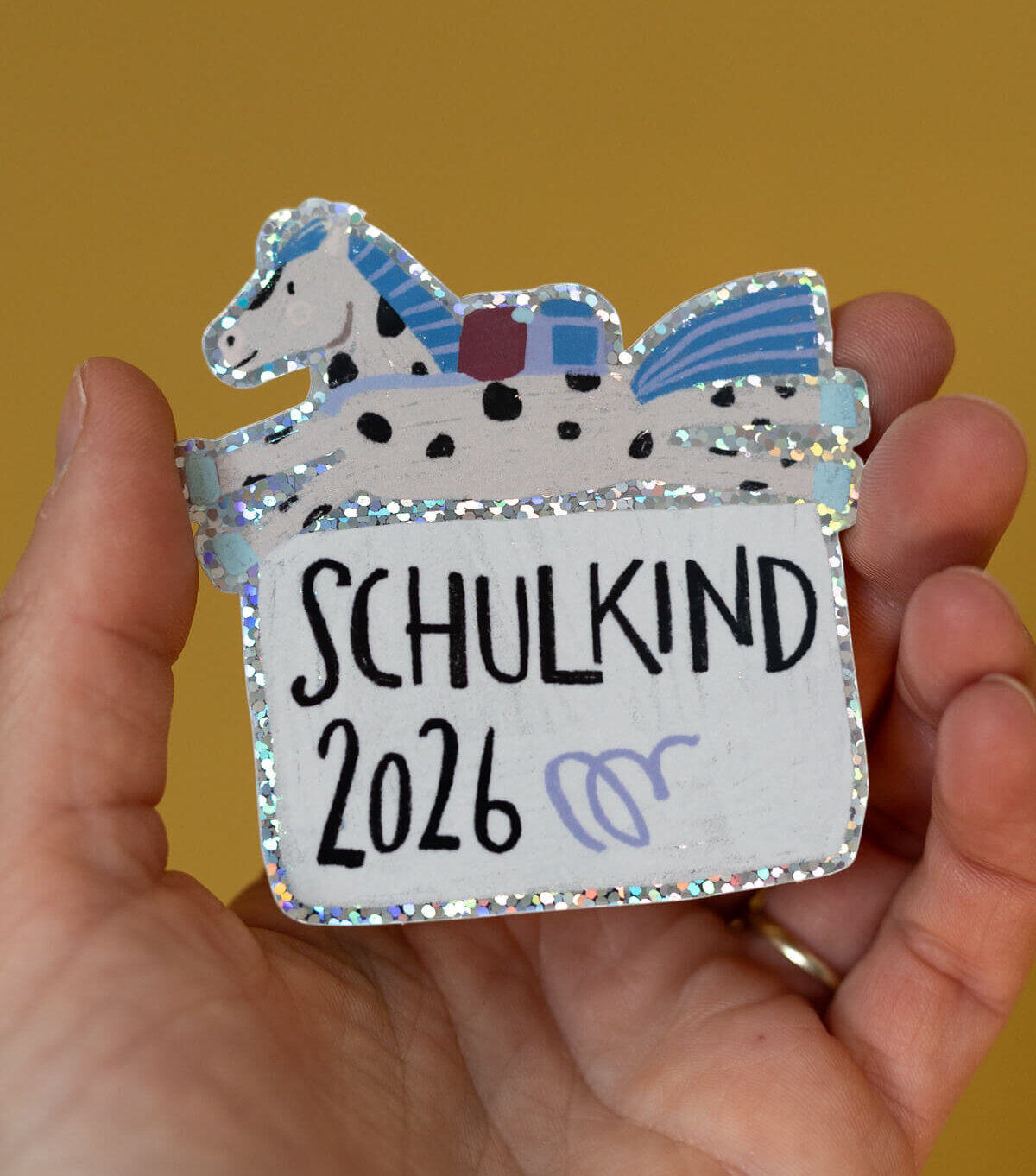 Glitzersticker - Schulkind - Pferd